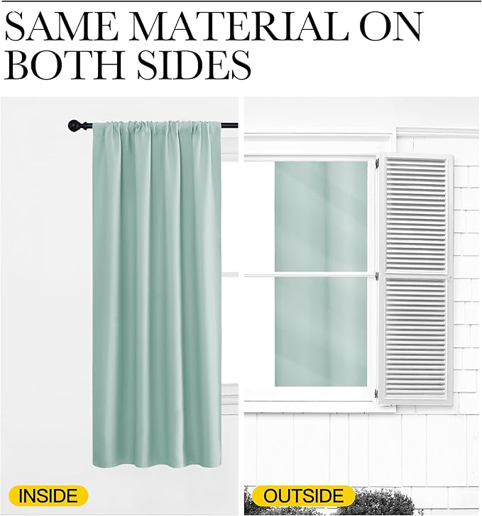 NICETOWN Window Curtains Blackout Drapes, Aqua Blue, 1 Pair, 52 by 84-Inch, Thermal Insulated Solid Rod Pocket Blackout Curtains/Draperies for Living Room