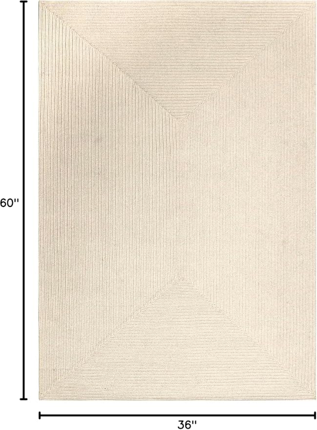 Superior Indoor Outdoor Area Rug, Handwoven Reversible Braided Home Decor for Living Room, Kitchen, Entryway, Patio, Front Porch, Deck, Modern, Boho, Farmhouse Style, 3' x 5', Cream