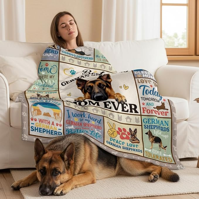 Wxiben German Shepherd Gifts for Women - German Shepherd Blanket for Dog Lovers/Owners German Shepherds Mom Gift Dog Birthday Throw Blanket for Home Sofa Couch Bed 60x50in