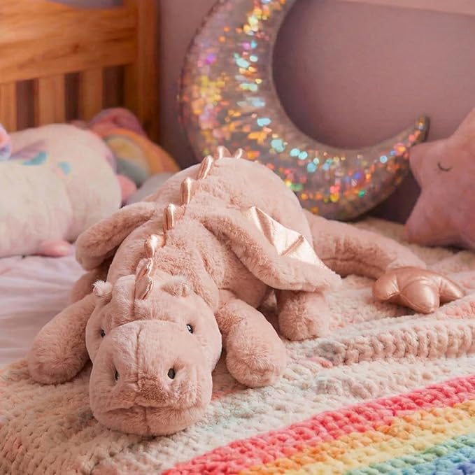 ARELUX Giant 50in 3Lb Big Pink Dragon Large Stuffed Animals Cute Plush Toy Fuzzy Jumbo Dinosaur Pillow Plushies with Wings Cuddly Soft Pterosaur Plushie for Friends Family Member