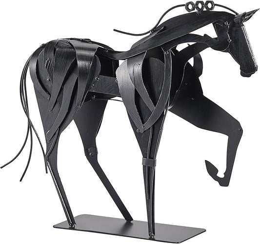 SunBlogs Art Metal Horse Statue Décor, Handmade & Hand-Painted Modern Western Horse Decoration, Rustic Iron Sculpture Gifts for Home Office for Horse Lovers