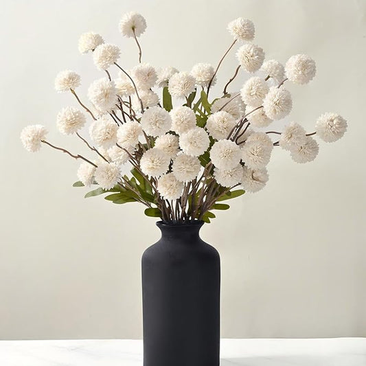 Waipfaru 10pcs Fake Silk Pompon Mum Artificial Flowers, Bulk Faux Mini Chrysanthemums, for Centerpieces Wedding Fillers Champagne Arrangements Shower Decorations, White
