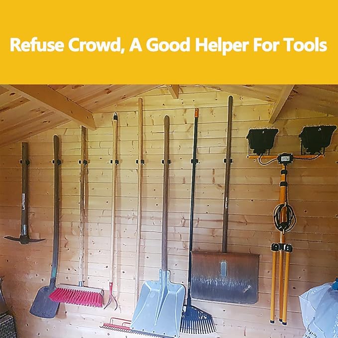 Verdenu 15 Pack Broom Holder Wall Mount, Mop and Broom Holder Wall Mount, Stainless Steel Command Mop Hanger with Screws, Garden Tool Storage Organizer for Kitchen, Home, Bathroom, Garage, Black
