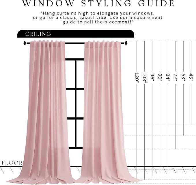 Jowels Pink Linen Curtains 84 Inch Long 2 Panels for Living Room | Light Filtering Semi Sheer Curtain, Back Tab Pocket Pleated Look, Boho Farmhouse Textured Privacy Drapes for Bedroom Window