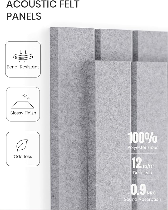 Large Felt Bulletin Board 36"x24" Cork Board Alternative - 6 Pack with 40 Safe Removable Adhesive Tabs, Cork Boards for Walls Felt Board for Home Office Classroom Pin Board-Soft Gray