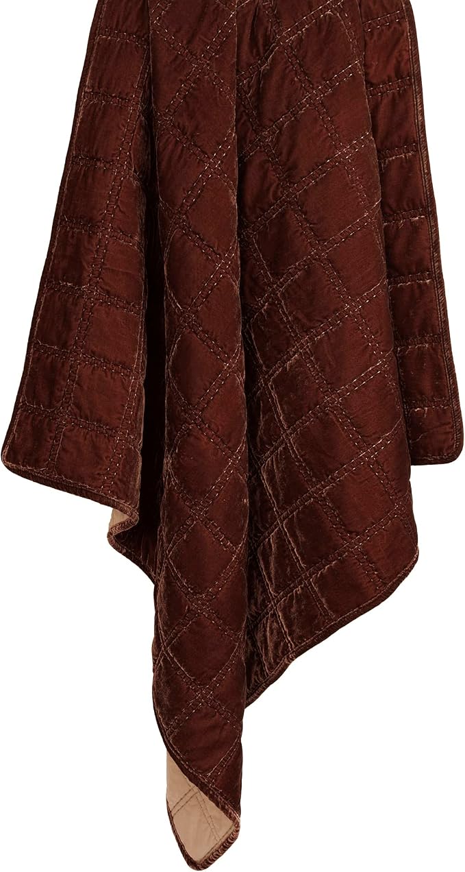 HiEnd Accents Stella Faux Silk Velvet Throw Blanket Copper Brown, 50x60 inch, Double Stitch Plush Soft Cozy Blankets, Luxury Decorative Throws for Couch, Bed, Sofa, Chair