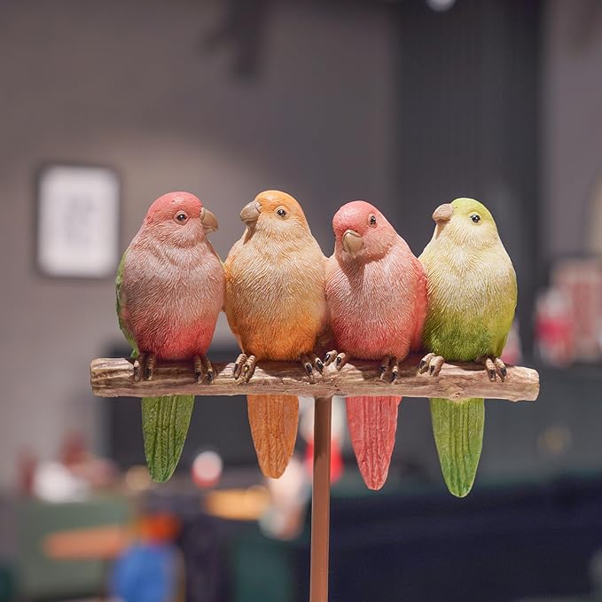 Braxio Bird Figurines Home Decor – Resin Tabletop Pink Bird Decor for Shelf Bookcase Dresser Modern Farmhouse Decorative Accent for Living Room Bedroom Office Gift