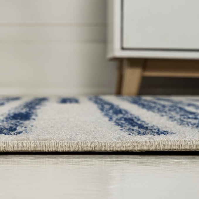 JONATHAN Y Khalil Modern Berber Stripe Cream/Navy Indoor Area Rug, 5x8, Contemporary, Bohemian, Easy-Cleaning for Living Room, Bedroom, Kitchen, Pet Friendly, Non-Shedding (MOH207E-5)