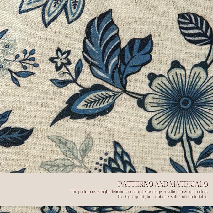 bilin gaier Designer Linen Throw Pillow Covers,28"x12" Set of 2-Suqing A | Vintage Elegant Rectangular Pillow Cover,Concealed Zipper,Blue Floral Pattern,Sofas,Bedroom,Living Room,Lounge Chairs