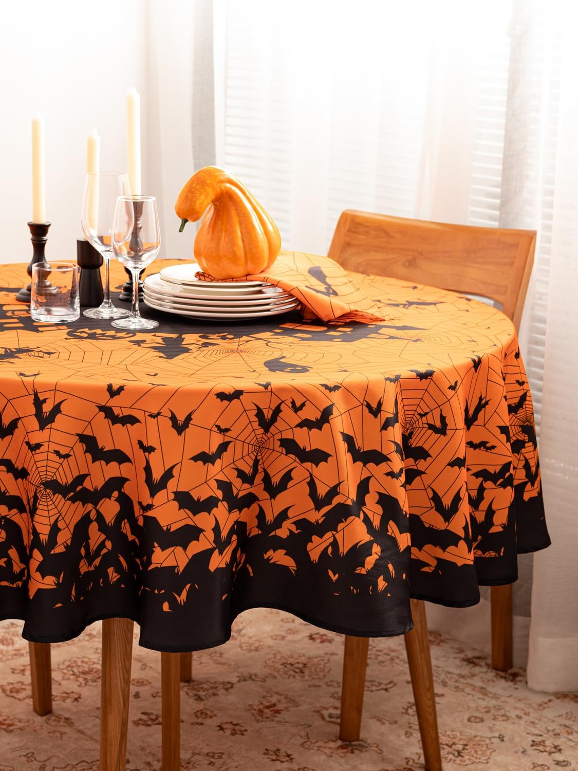 YiHomer Halloween Silhouettes Tabletop for Halloween Decorations, Dinner Parties and Scary Movie Nights, Horror Night, Tablecloth, 60" Round