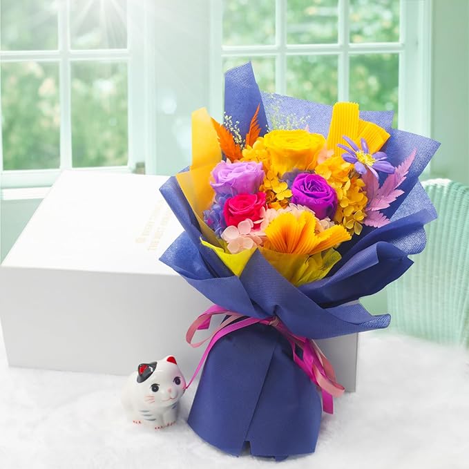 QOEAZY Flowers for Delivery, Preserved Flowers Bouquet with Gift Box, Rose Gifts for Women Mom Grandma