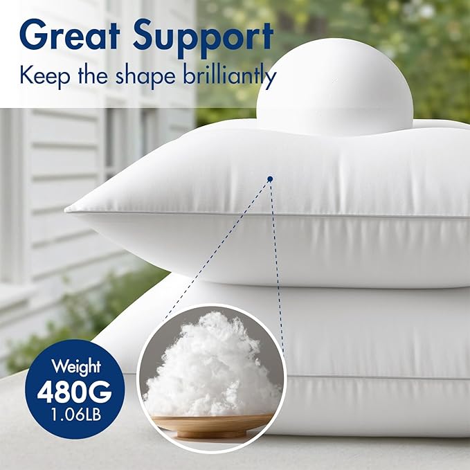 MIULEE Pack of 4 16x16 Outdoor Pillow Inserts, Waterproof Decorative Square Throw Pillow Inserts for Patio Sofa Garden Porch Couch