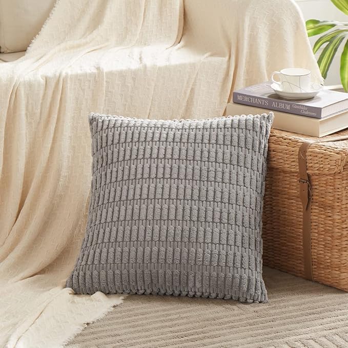 Fancy Homi 4 Packs Decorative Throw Pillow Covers for Living Room Couch Bed, Modern Farmhouse Boho Home Décor Accent Cushion Case, 24" x 24" (Pack of 4), Gray