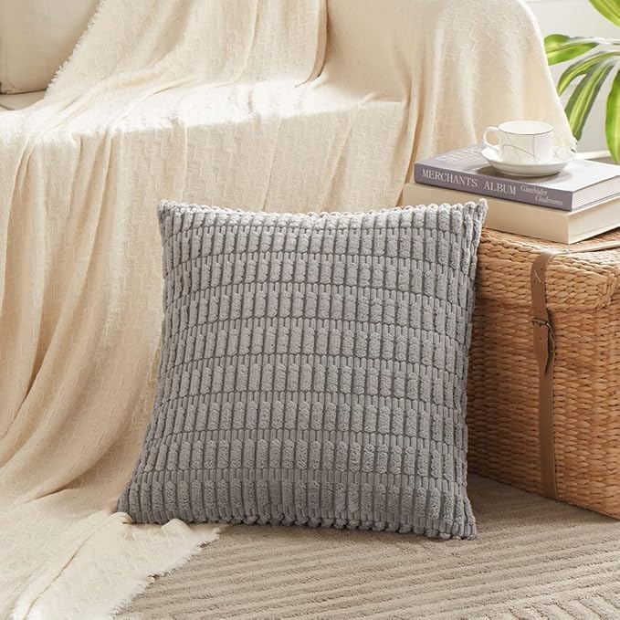 Fancy Homi 4 Packs Decorative Throw Pillow Covers for Living Room Couch Bed, Modern Farmhouse Boho Home Décor Accent Cushion Case, 20" x 20" (Pack of 4), Gray