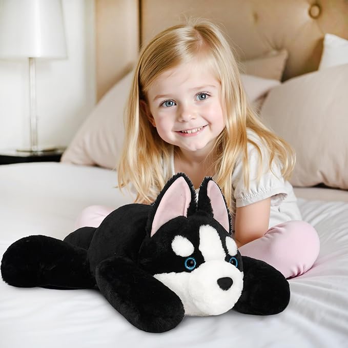 Niuniu Daddy 20" | 3.3 Pound Weighted Husky Stuffed Animals for Adults Kids, Weighted Stuffed Husky Dog Plush for Toddler, Fluffy Plushy Toy Body Pillow with Soft Fur for Present Christmas Birthday