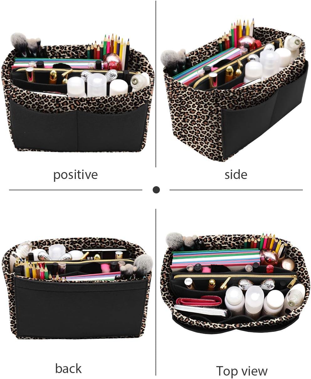 LEXSION Felt Purse Bag Organizer Insert with zipper Bag Tote Shaper Fit Speedy Neverful PM MM