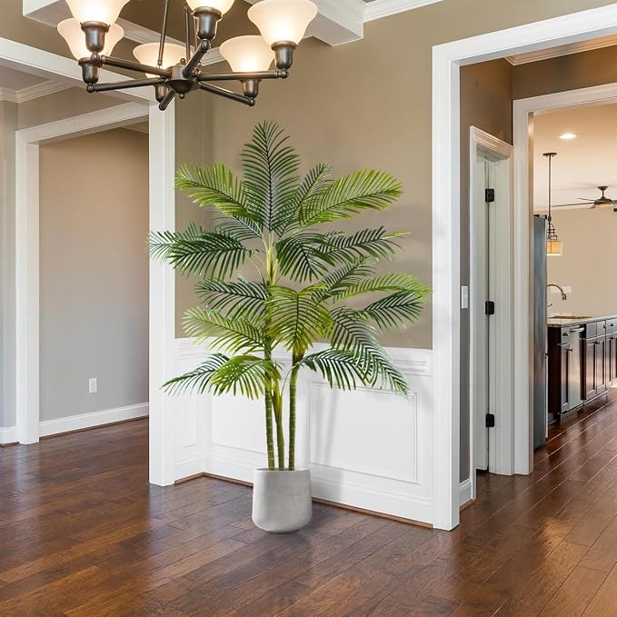 Warmplants Artificial Palm Tree, 7ft Fake Areca Palm Plant with Basket, Large Faux Phoenix Palm UV Resistant Plants for Indoor Outdoor Home Garden Patio Office Décor