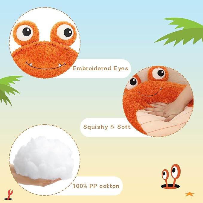 MorisMos 5 Pcs Crab Plush Stuffed Animal, 32inch Large Mommy Crab with 4 Babies, Crabs Stuffed Plushies Gift for Girls Boys Kids