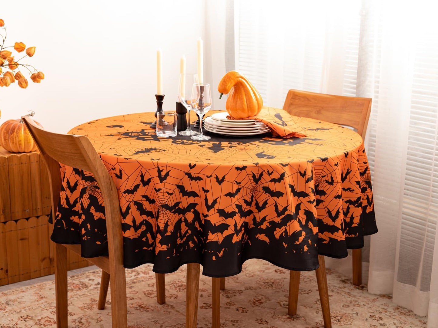 YiHomer Halloween Silhouettes Tabletop for Halloween Decorations, Dinner Parties and Scary Movie Nights, Horror Night, Tablecloth, 70" Round