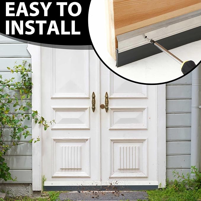 Hushee 4 Pack 36 Inch Double Rubber Door Seal Sweep, Dust-Proof Aluminum Door Sweep, Reduces Cold Air Loss Saves Energy All-Season Draft Stopper for Interior Exterior Home & Commercial (Sliver)