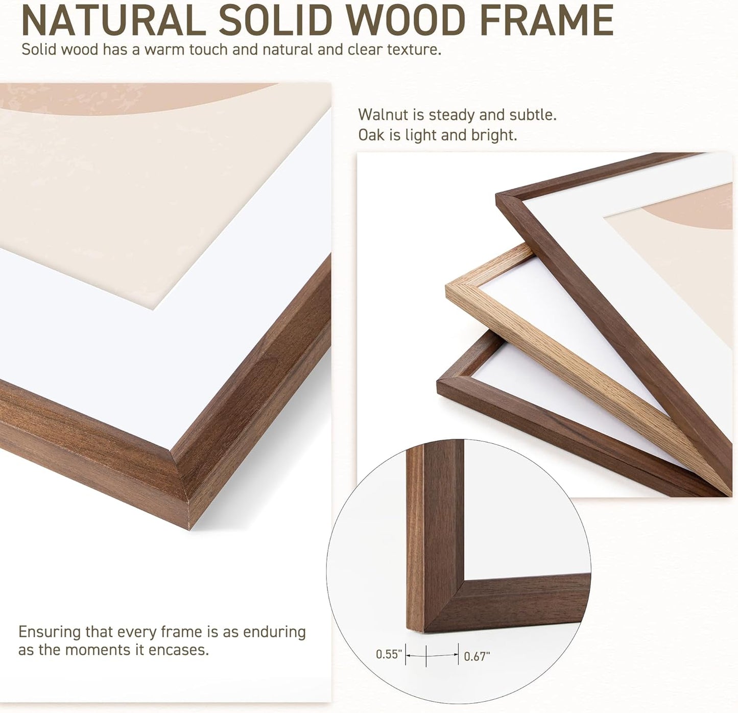 27x40 Poster Frame Natural Solid Walnut Photo Frames with 24x36 Removable Mat Wall Hanging Large Handcrafted Frame with HD Plexiglass Wall and Tabletop Display Large Picture Frame