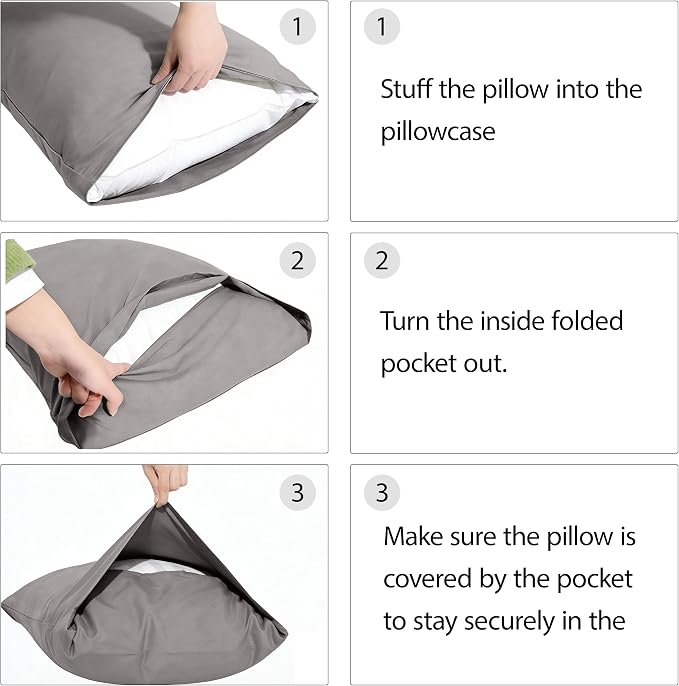 Simple&Opulence 100% Linen Pillowcases Basic Style Solid Color Set of 2, King Size Stone Washed Flax Pillow Cover Envelope Closure (20''x40'', Ultimate Grey)