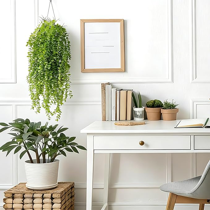 dallisten 4 Pack Fake Hanging Plants, 38" Artificial Hanging Eucalyptus Plants Greenery Vines UV Resistant Faux Trailing Plants for Indoor Outdoor Wall Shelf Porch Boho Home Patio Decor(4PCS Green)