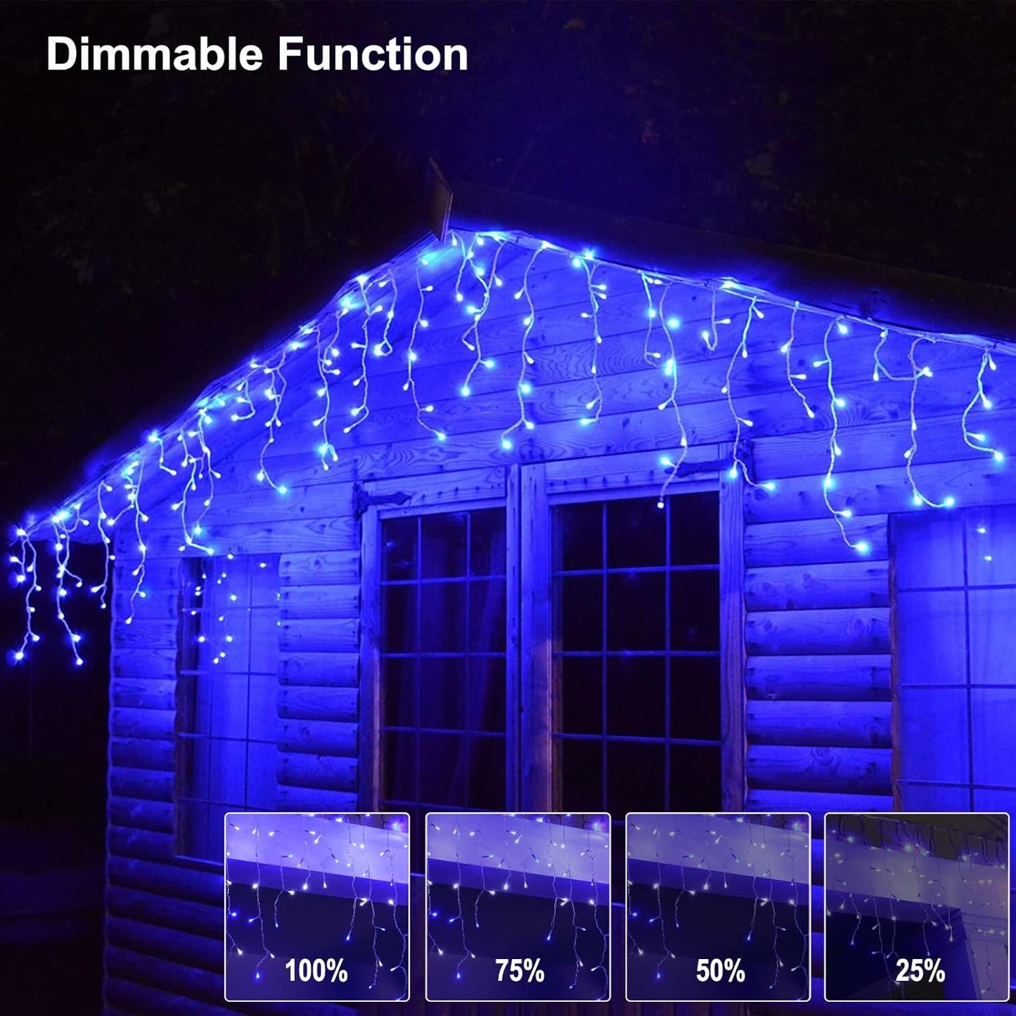 Brightown Icicle Lights Outdoor, 20Ft Christmas Lights with 30 Drops, 1125 LED Firecracker Icicle Christmas Light Outdoor with Timer for House Eaves Wedding, Blue and White
