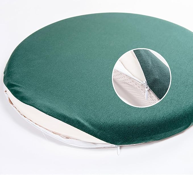 Greenjin 12" Round Bar Stool Cushion, Memory Foam Seat Cushion, Anti Slip Circle Chair Pad, Detachable Small Chair Cushion for Kitchen Dining Chairs Barstool Coffee