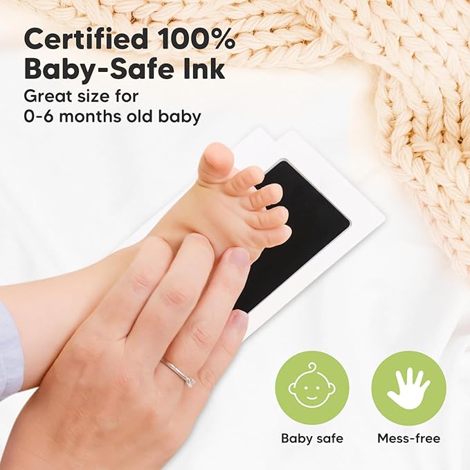 KeaBabies Inkless Hand and Footprint Kit & First 5 Years Baby Memory Book Journal - 4-Pack Ink Pad for Baby Hand and Footprint- 90 Pages Hardcover First Year Keepsake Milestone Baby Book For Boy, Girl