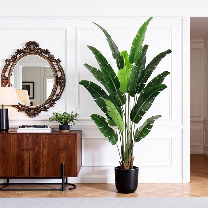 YEPDIN 7 FT Artificial Bird of Paradise Plants Decoration Large Fake Tree | Fake Banana Leaf Plant Decor Large Faux trees Realistic Indoor Outdoor Tall Floor Plants for Living Room, Office Decor