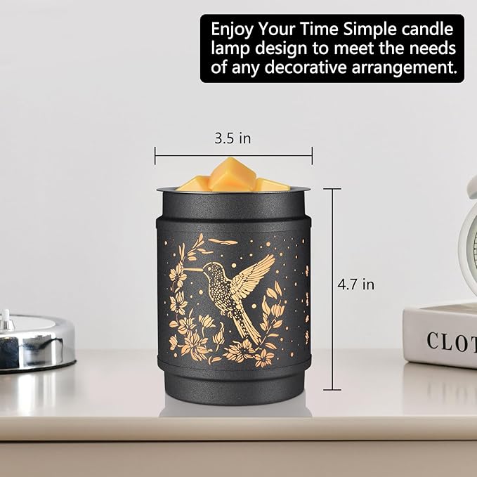 kobodon Hummingbird Metal Wax Warmer - Electric Fragrance Candle Oil Burner for Wax Melts as Gifts for Moms, Grandma, Women & Girls