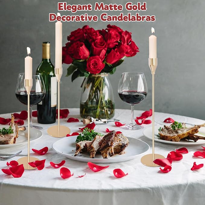 Gold Candlestick Holders Bulk, Set of 27 Taper Candle Holders for Table Centerpiece, Candle Sticks Holders Stand Candelabra Candle Holder for Wedding Dinning Home Decor