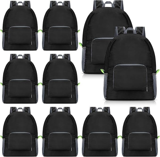 Jexine 10 Pcs Backpacks in Bulk 16.5 Inches Back Pack Basic Backpack for Adult Lightweight Outdoor Travel Book Bags(Black)