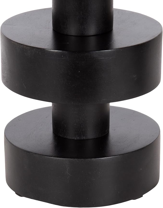 Kate and Laurel Omar Modern Wooden Round Drink Table, 9 x 9 x 20, Black, Geometric Floating Disks Circle Mini Table for Use as Small Bedroom Night Stand or Indoor Plant Stand