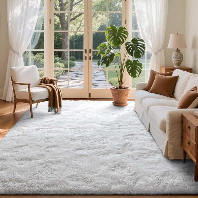 4x6 Ft Shag Rugs for Bedroom Living Room, Ultra Soft Fluffy Furry Area Rugs for Indoor Floor, Aesthetic Carpet for Kids Home Decor (White)