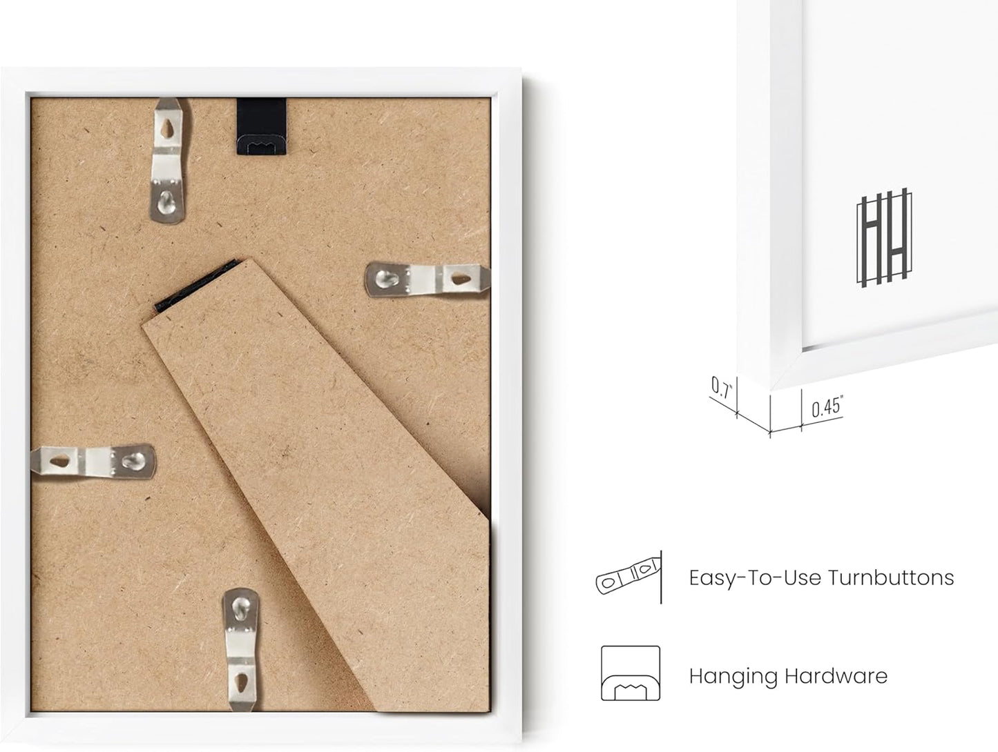 HAUS AND HUES 6x8 White Metal Picture Frames - Photo Frames 6x8 - Features Premium Aluminum, Vertical Hanging, Easel Back for Tabletop, Home, Office (6x8 in, White, Set of 4)