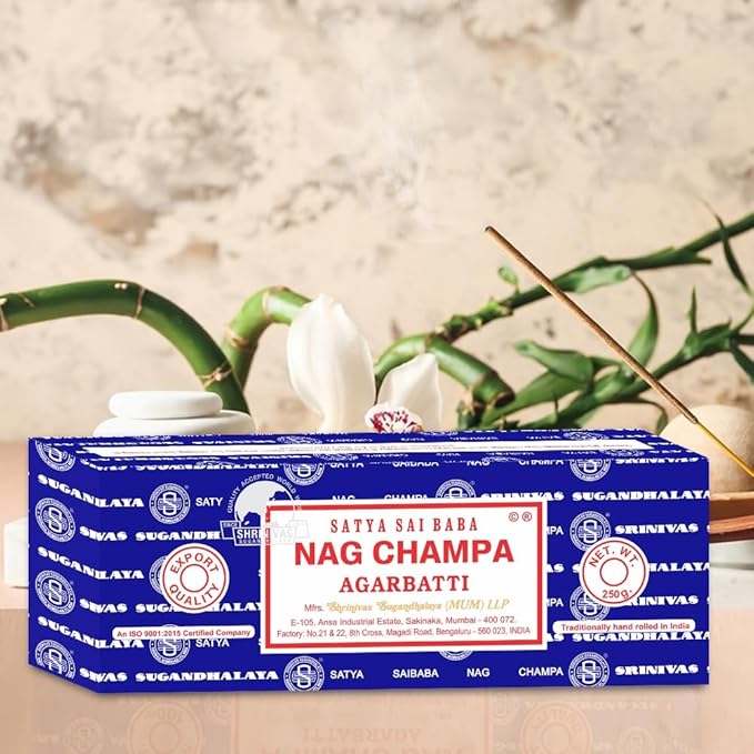 Satya Sai Baba Satya Nag Champa Incense Sticks 250 gmx 2 Pack (500 GMS), Agarbatti Hand Rolled Agarbatti Fine Quality Incense Sticks for Purification, Relaxation, Positivity, Yoga & Meditation