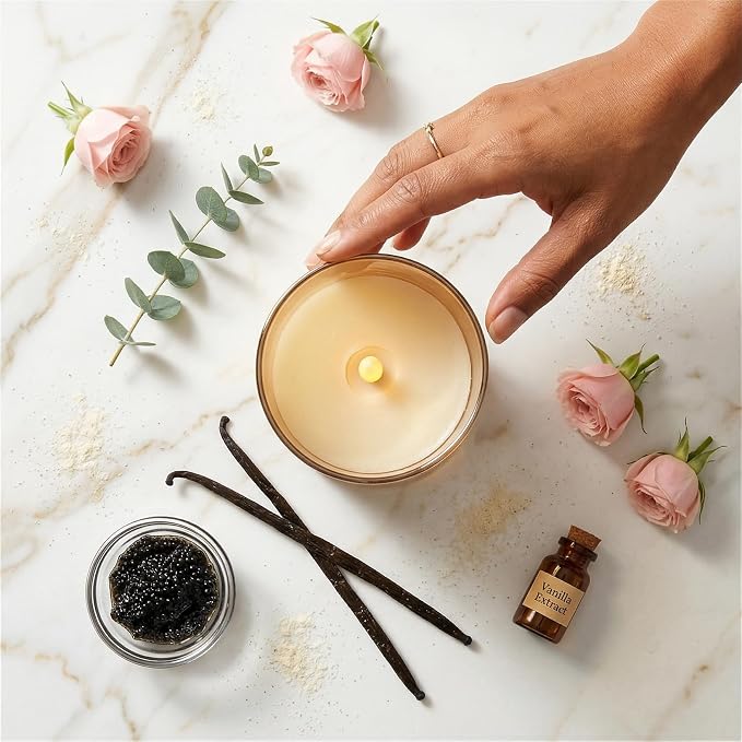 LinYang Scented Flameless LED Candles with Remote Timer, Real Wax Glass | Scented Flameless Candles Set