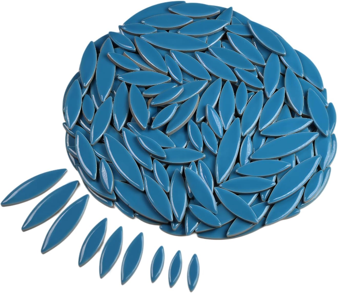 VerzTile Mosaic Tiles for Crafts - Petal Shaped Ceramic Tile Craft Hobbies & Art Projects 39 Color Options Endless Creativity DIY Design (Light Blue)