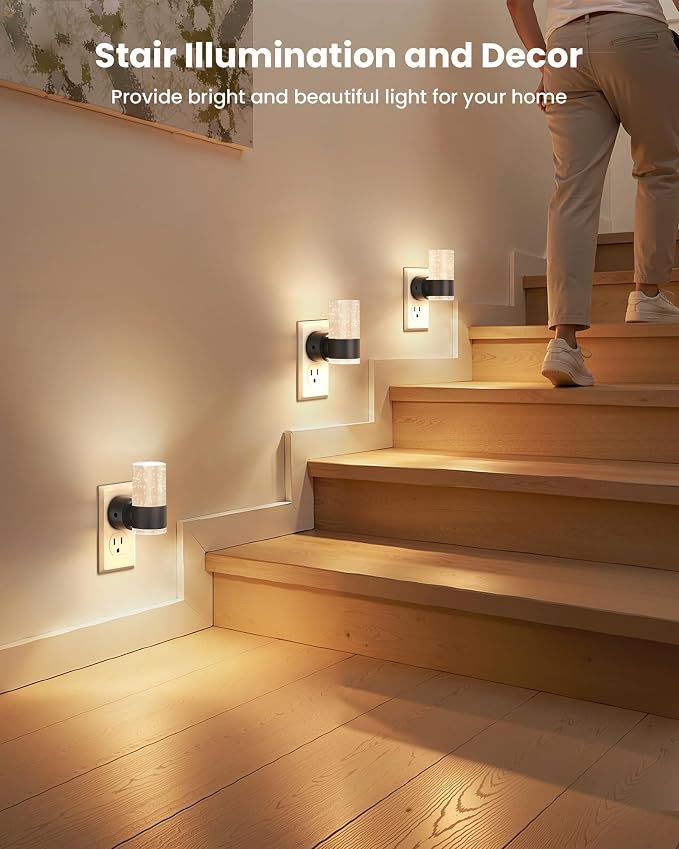 VOLISUN Night Lights Plug into Wall, Dimmable LED Night Light 3 CCT & 5 Brightness Levels, Acrylic Bubble Nightlight with Dusk to Dawn Sensor for Hallway, Bathroom, Stair, Nursery Black 2 Pack