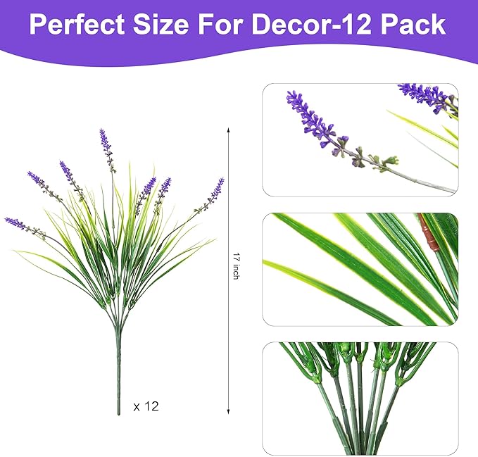 Ammyoo Artificial Faux Plants Flowers for Outdoor Decorations, Fake Monkey Grass for Outside Porch Patio, No Fade Realistic Greenery Plant, UV Resistant Artificial Shrubs for Courtyard Window Garden