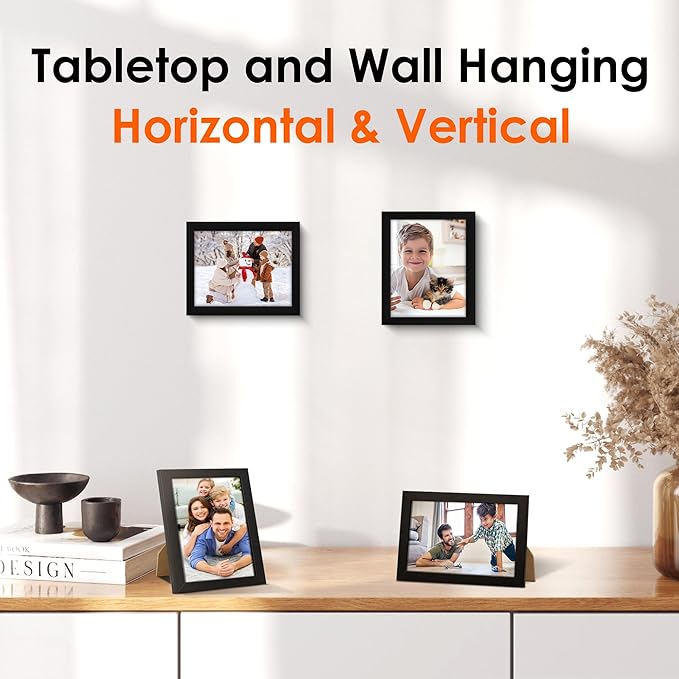 FIXSMITH 3.5x5 Picture Frame Set of 2, 3.5x5 Photo Frames with HD Plexiglass for Wall Hanging or Tabletop Display, Black