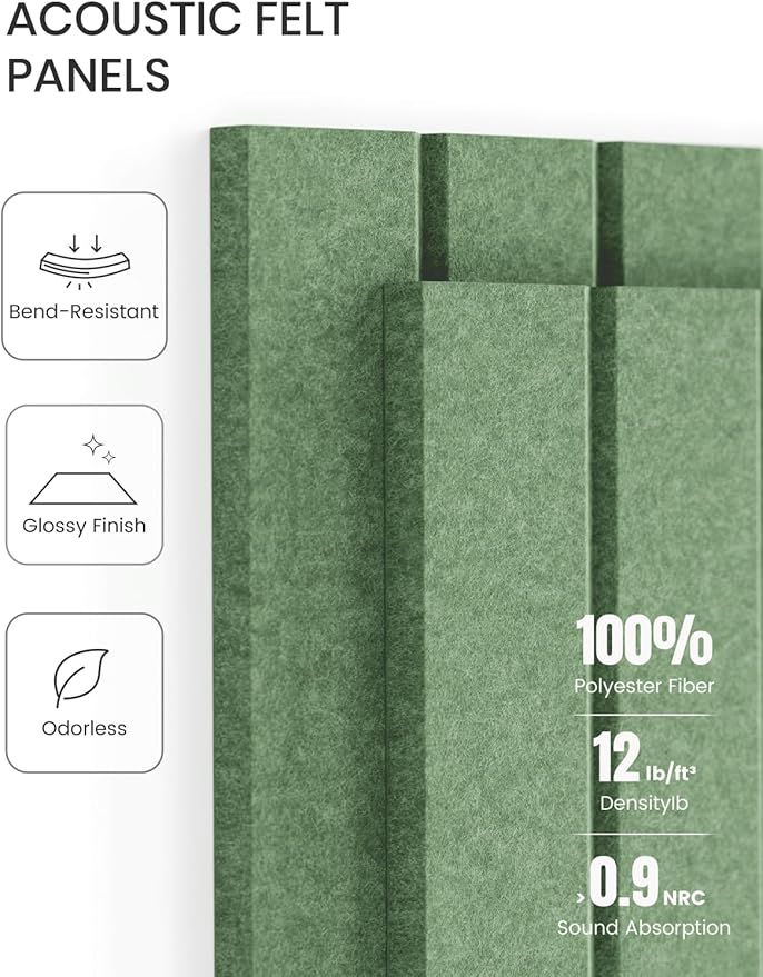 Large Felt Bulletin Board 48" x 36" Cork Board Alternative-12 Pack with 70 Safe Removable Adhesive Tabs, Cork Boards for Walls Cork Board for Home Office Classroom Pin Board-Moss Green