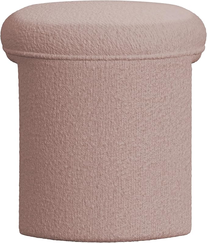 HomePop Quinn Modern Ottoman|Homepop Home Décor|Ottoman for Living Room & Bedroom -Boucle Pink