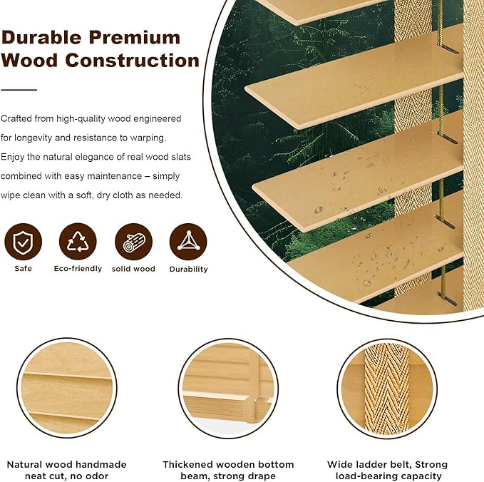 2" Cordless Real Wood Blinds for Indoor Windows, Natural, 42" W x 72" H | Horizontal Venetian Blinds with Tilt Wand, Light Filtering, Privacy Control, Easy Installation for Bedroom, Living Room