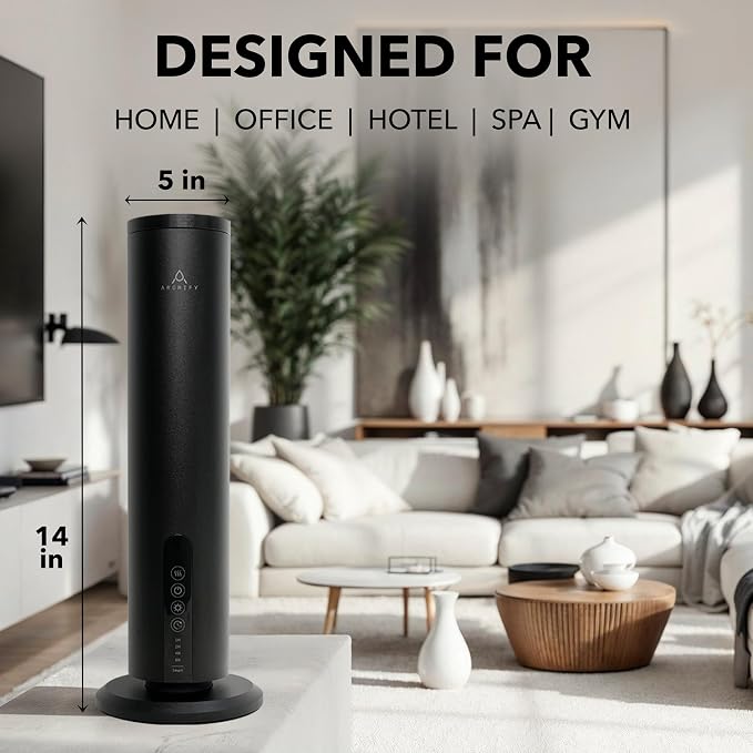 Breeze Waterless Diffuser, Cordless & Rechargeable Fragrance Oil Diffuser with Cabana & White Tea Oils Included, 1200 Sq Ft Coverage, Bluetooth & App Control, Cold Air Diffuser, Black