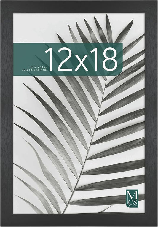 MCS Studio Gallery 12x18 Picture Frame Black Woodgrain Engineered Wood, Rectangle Photo Frame for Photos, Posters & Art Prints (1-Pack)