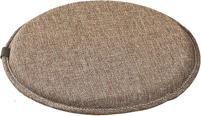Round Seat Cushion with Ties Breathable Bar Stool Cushion Cover Tatami Cushion Pillow Kitchen, Home, Office Chair Cushion Cover (Brown, 14 inch)