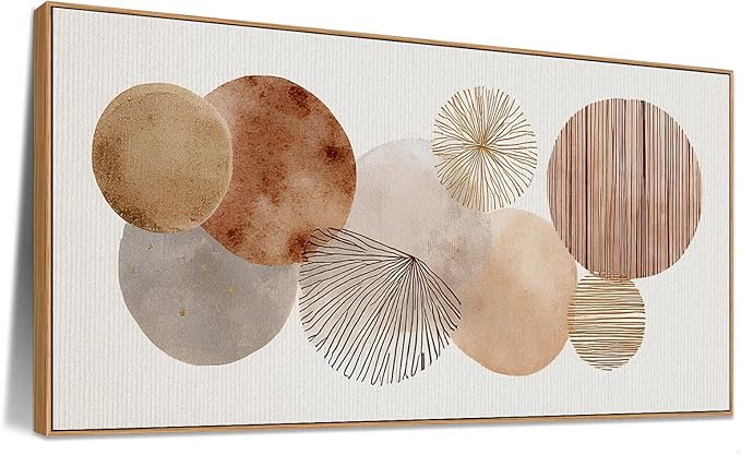 Sorbrozo Abstract Geometric Circles Wall Art 20x40 Inch Modern Framed Canvas Print for Living Room Bedroom or Office Decor
